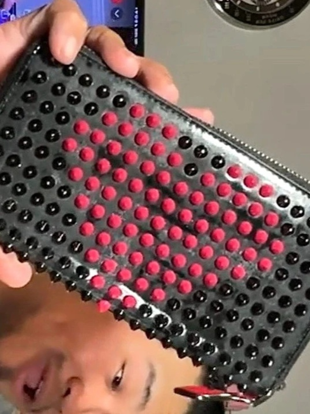 Christian Louboutin heart Zip Around long Wallet Black & Pink